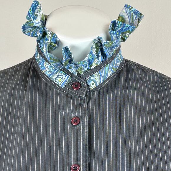 Anne White textile harvest Upcycled button down blouse size small NWT - Picture 2 of 6